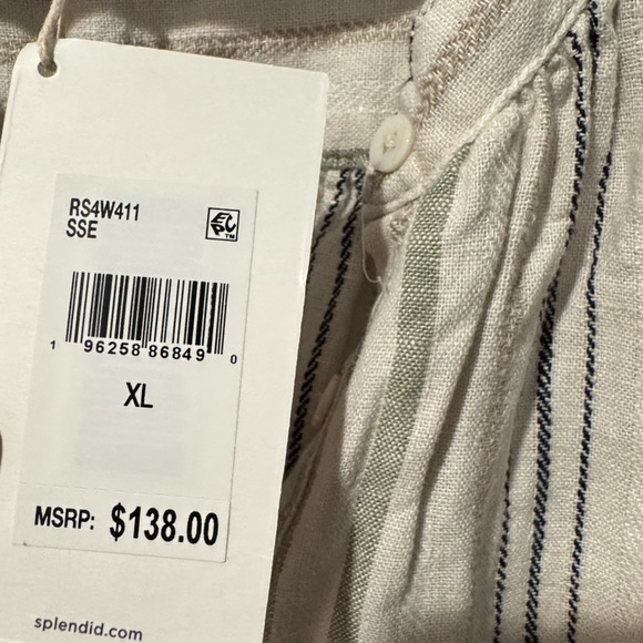 NWT Splendid Beige and Green Priya Button Down Striped Blouse | XL - Picture 5 of 7